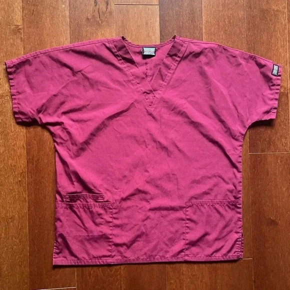 Cherokee Workwear 3 Pocket V-Neck Scrub Top - Wine - Picture 1 of 4